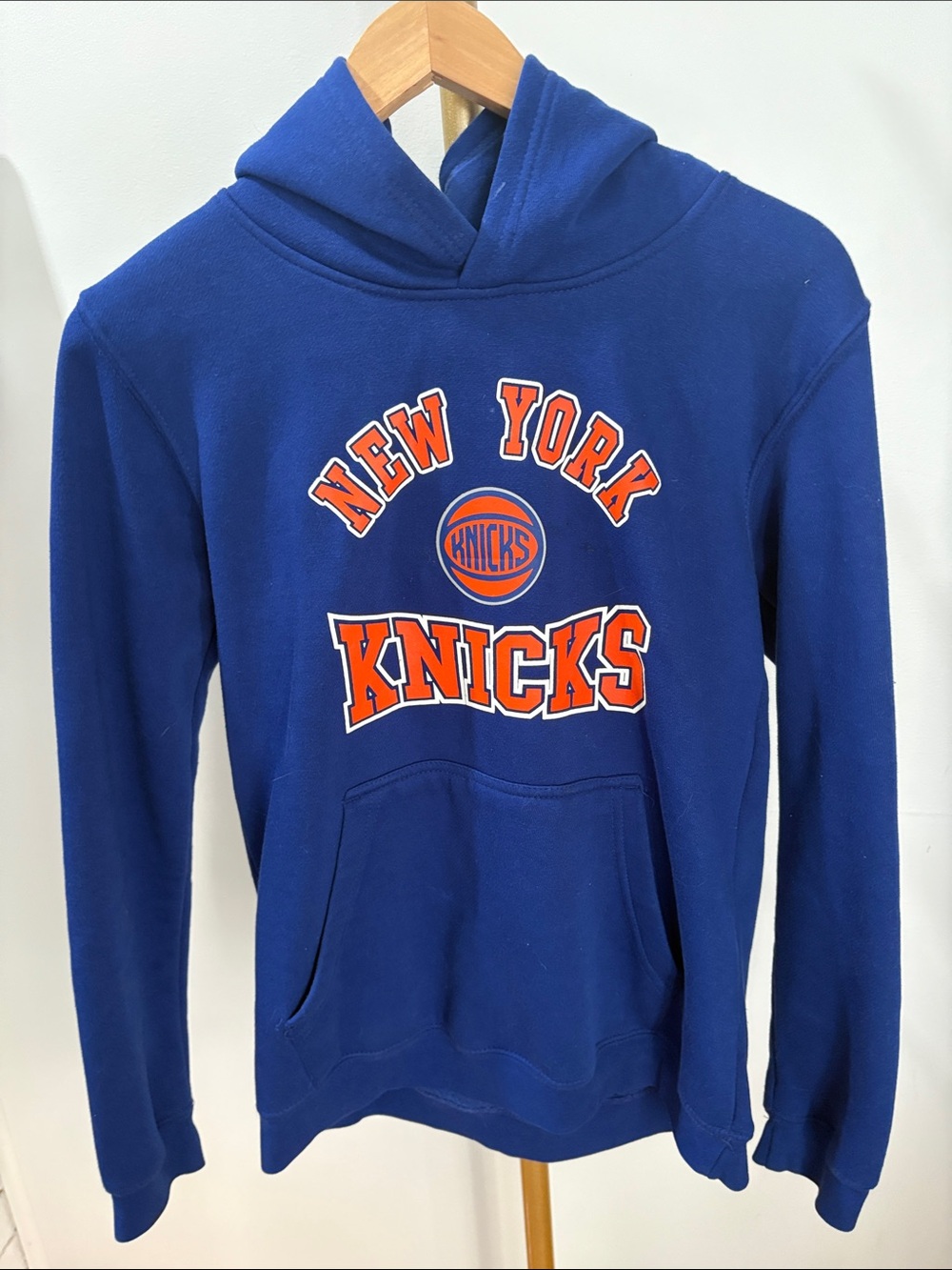 NBA Royal Blue Knicks Pullover Hoodie with Orange Logo